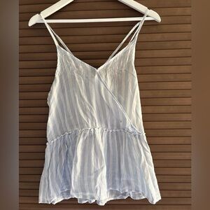 American Eagle Outfitters Light Blue and White Top